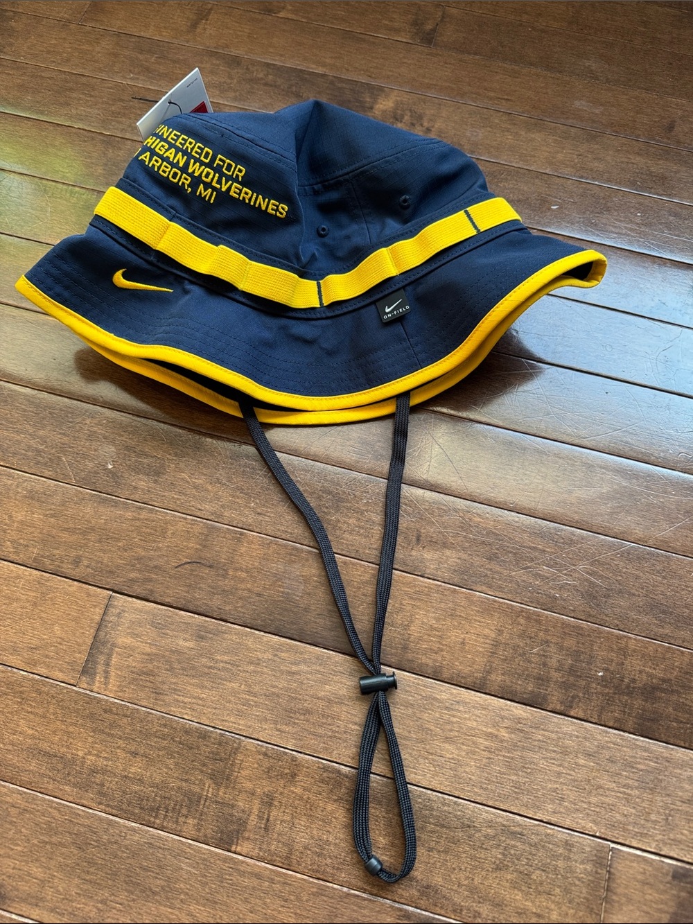 Nike Men’s Michigan Navy & Yellow Bucket Hat with Chin Strap